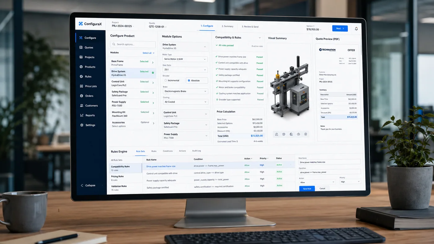 eCommerce configuration platform interface