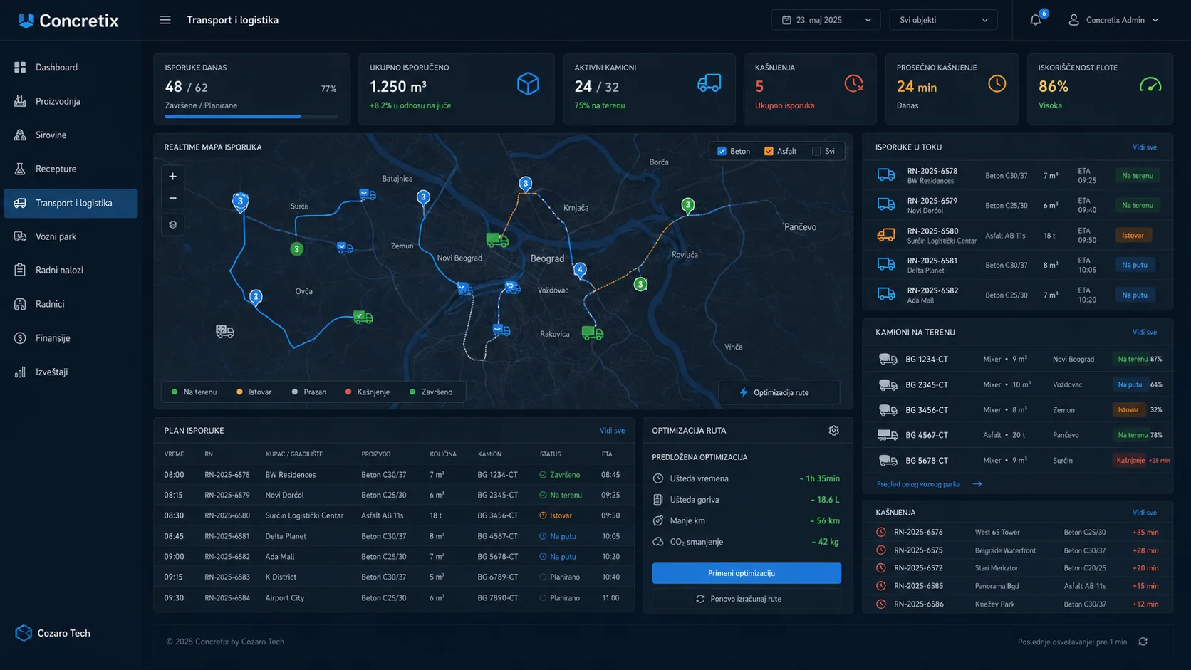 Concretix production and logistics platform preview screenshot 5