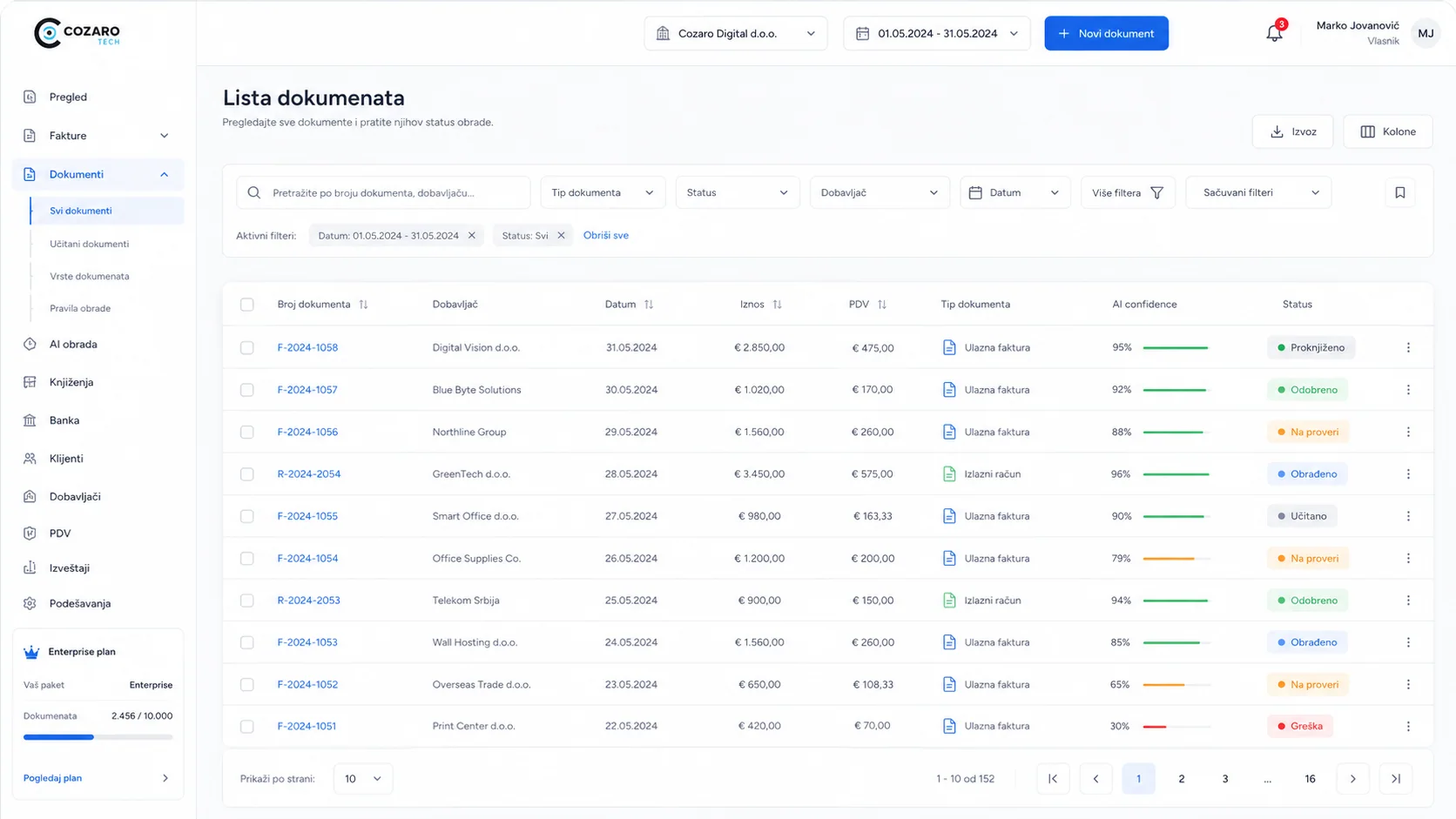 Cozarics accounting AI platform preview screenshot 6