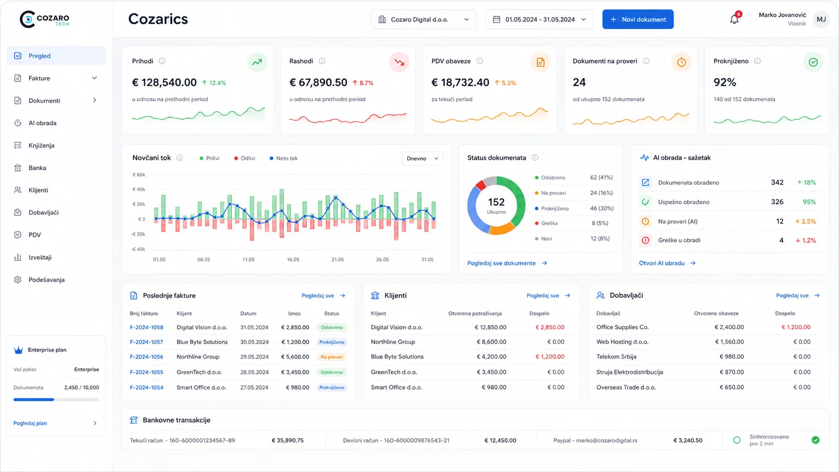 Cozarics accounting AI platform preview screenshot 2