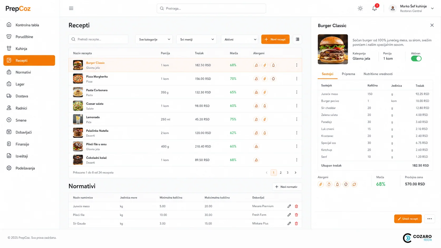 PrepCoz food operations platform preview screenshot 6